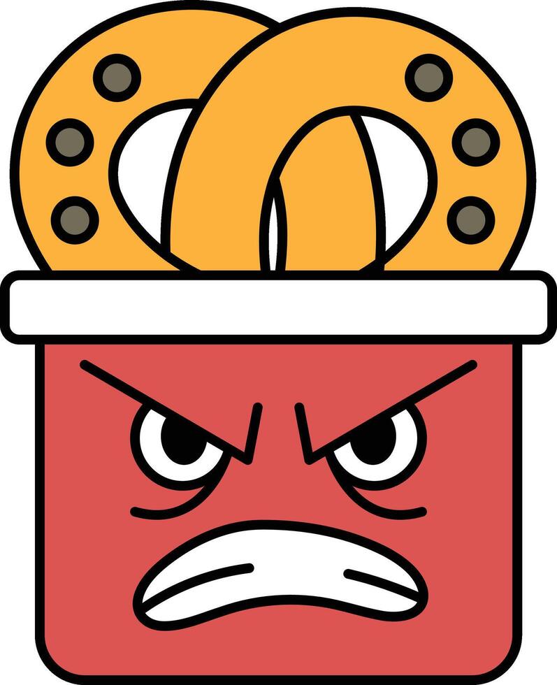 A cartoon character with a red face and a frowning expression vector