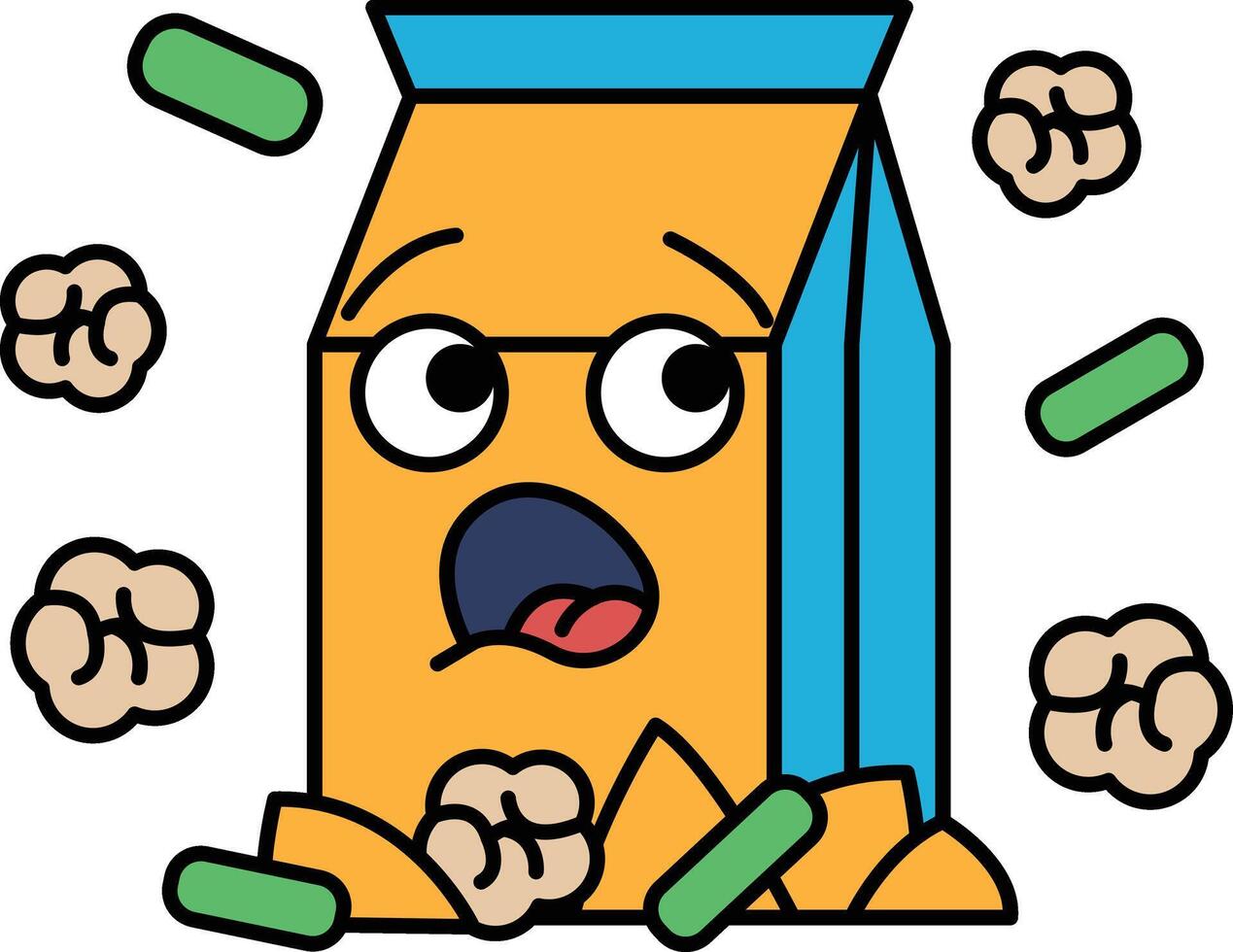 A cartoon character is eating popcorn out of a box vector