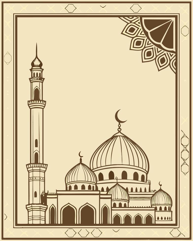 Illustration of Mosque with Arabic Art Frame for Business Use or Islamic Design Project vector