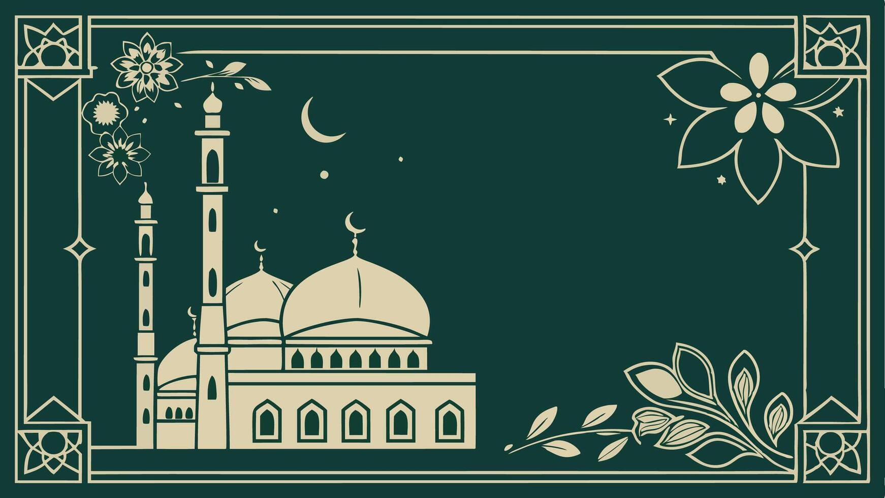 Elegant Mosque Illustration with Floral Details for Business and Islamic Events vector