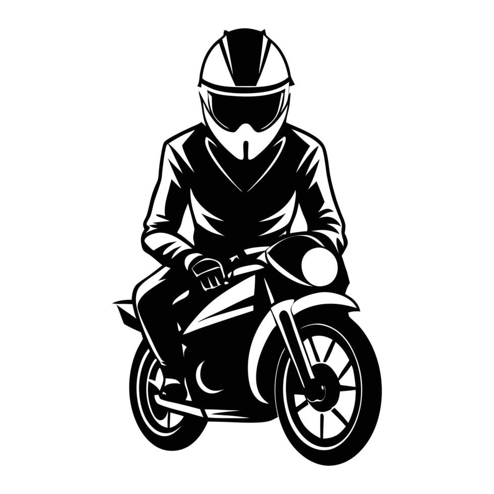 A motorcyclist in a bold vintage Silhouette illustration. vector