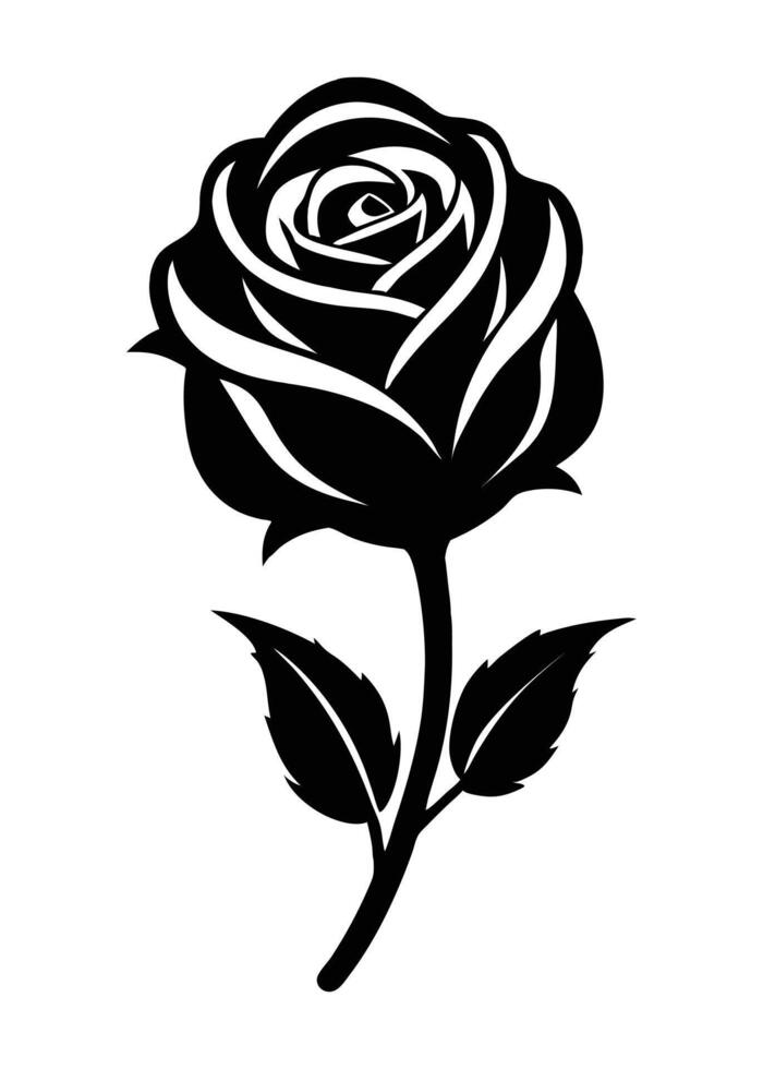Elegant Black and White Rose Silhouette vector