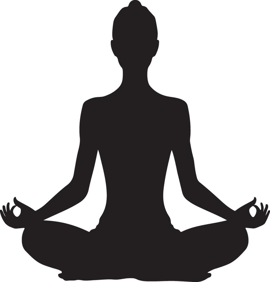 Silhouette of a Yoga Pose Design Art Illustration on a white background vector