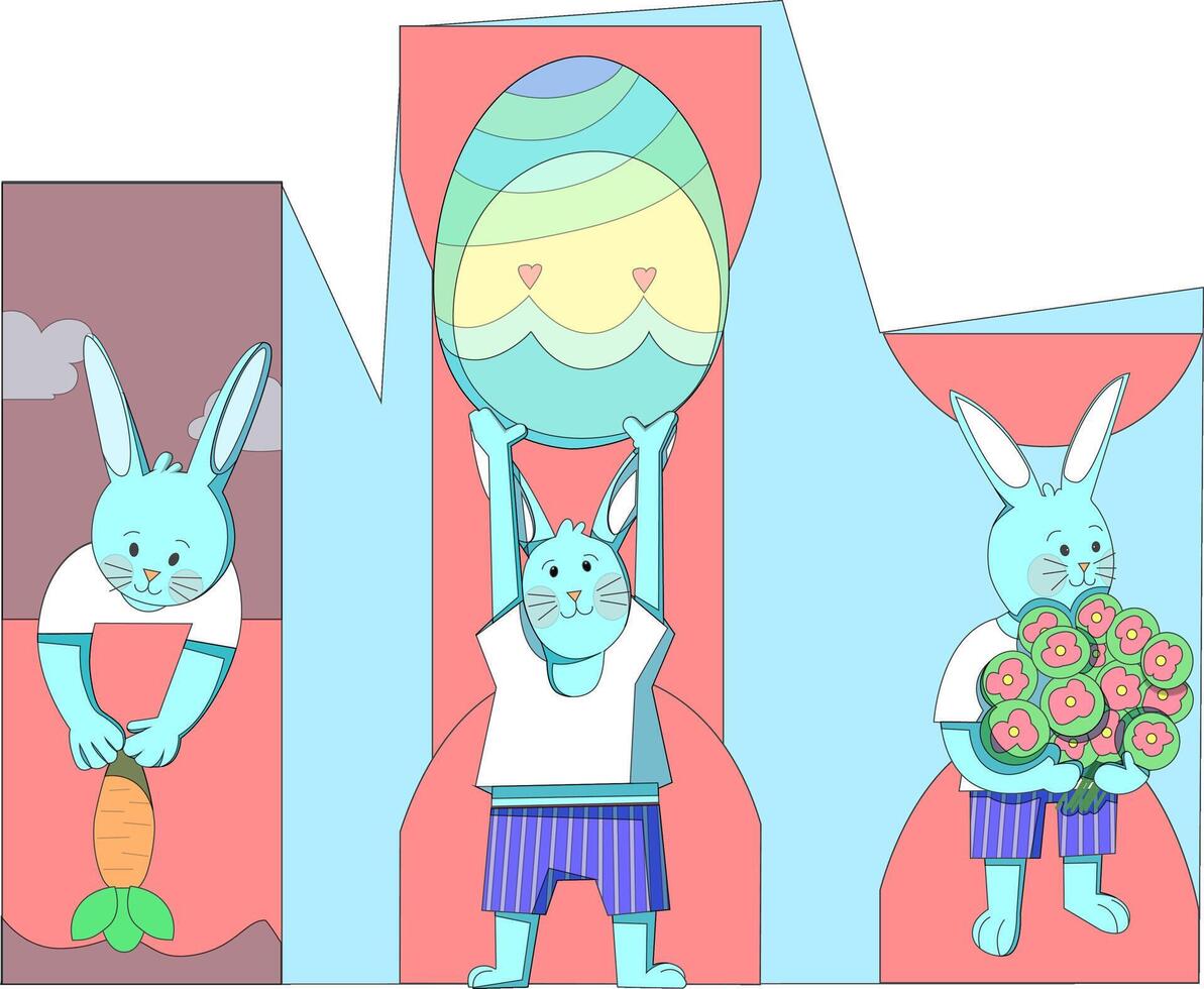 Happy Easter Bunnies vector