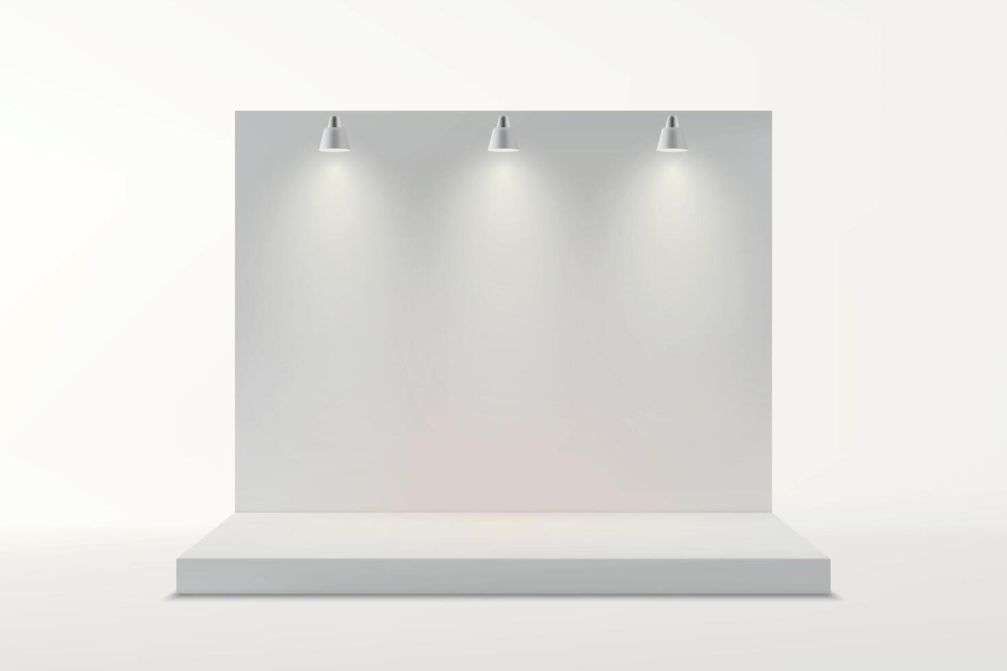White Exhibition Backdrop With Spotlights vector