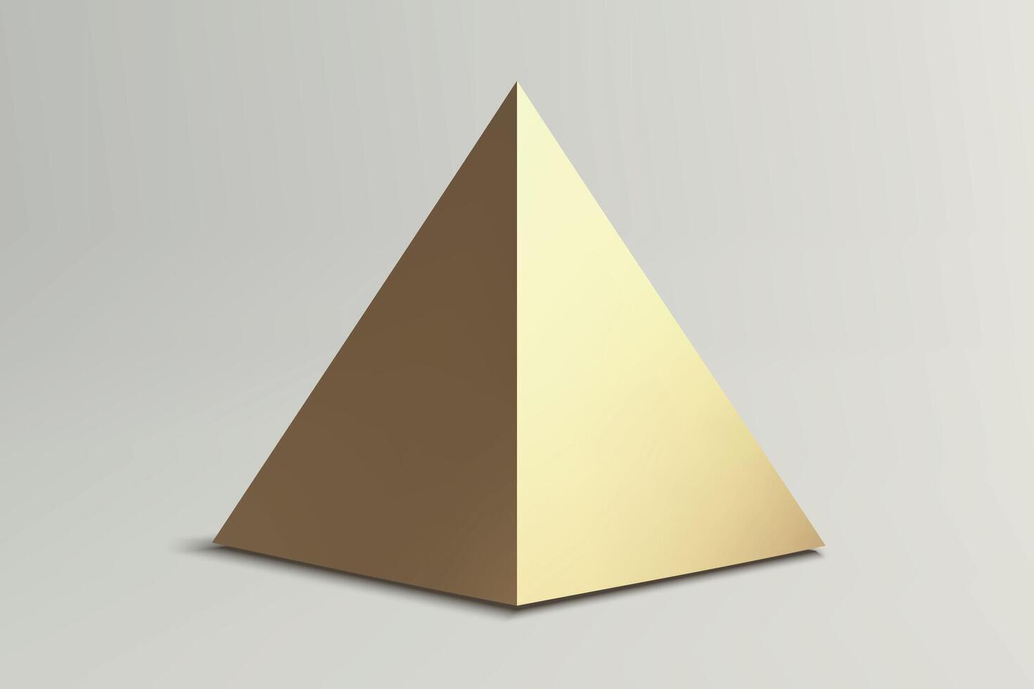 Golden 3D Pyramid on Gray Background vector