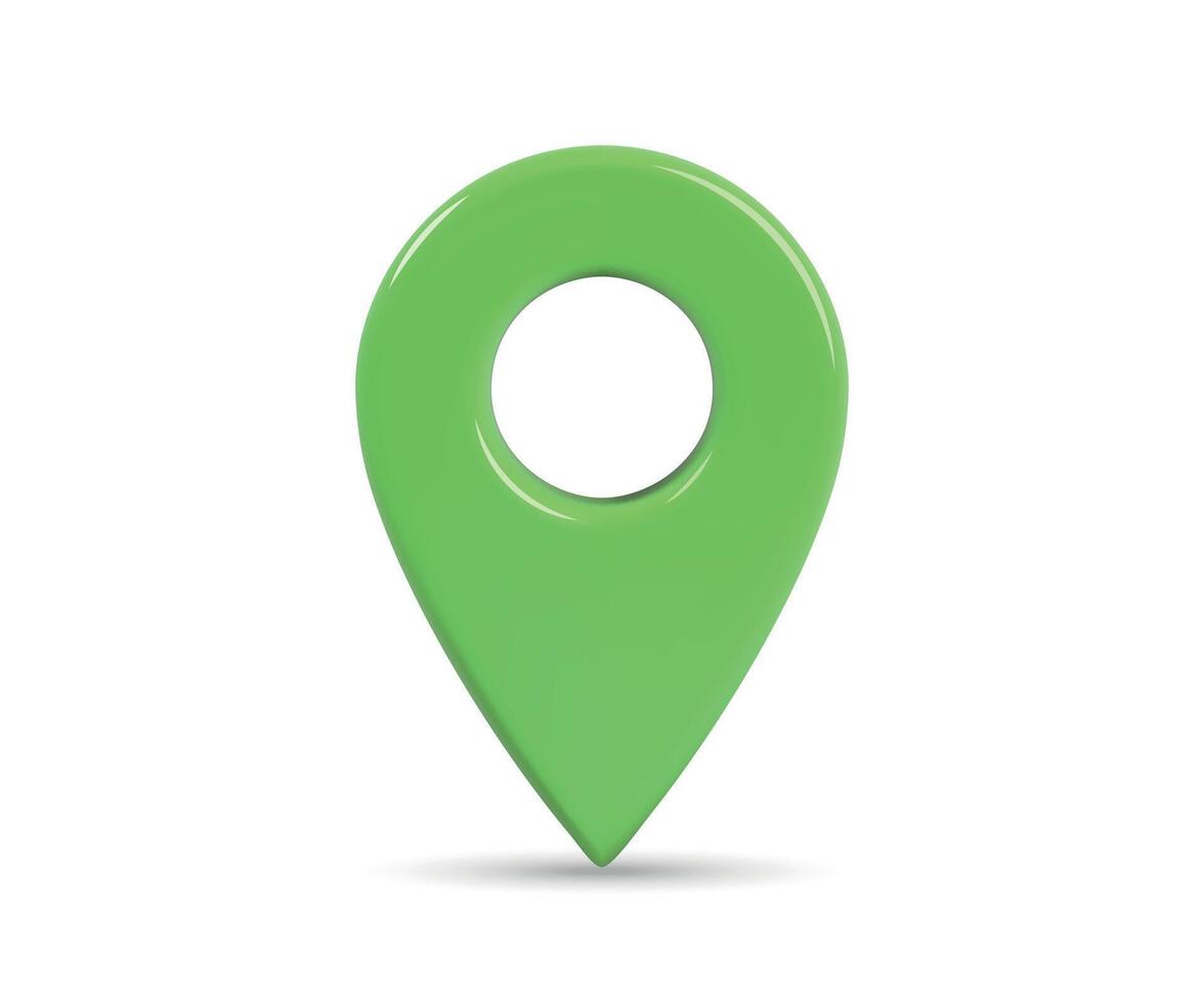 Glossy Green 3D Location Pin Icon vector