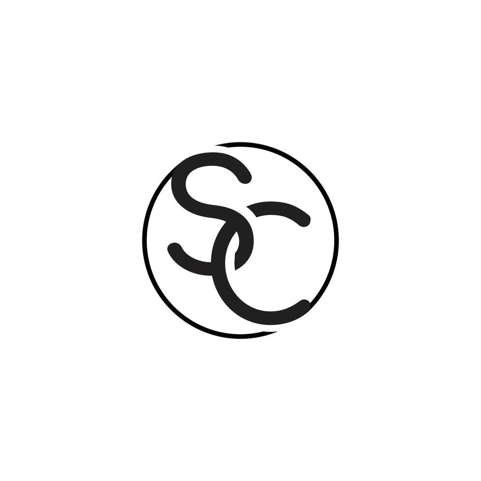 Elegant Minimal Black SC Interlocking Letters Logo on White Background vector