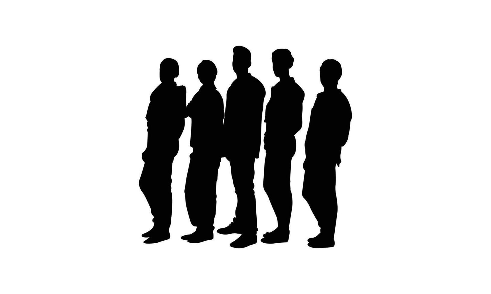 Group of Human Silhouettes in Different Dynamic Poses. vector