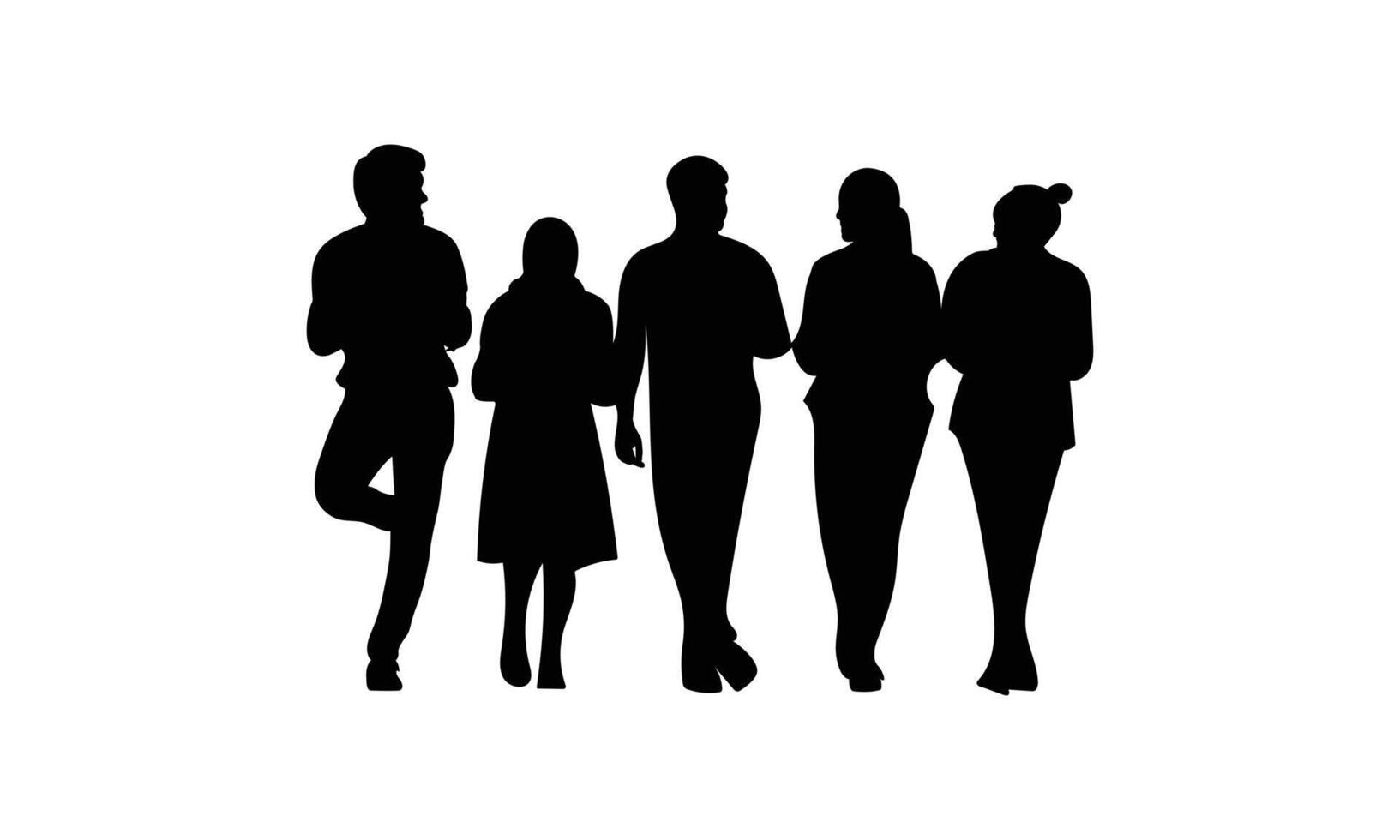 Black Silhouette Figures in Various Poses for Creative Projects. vector