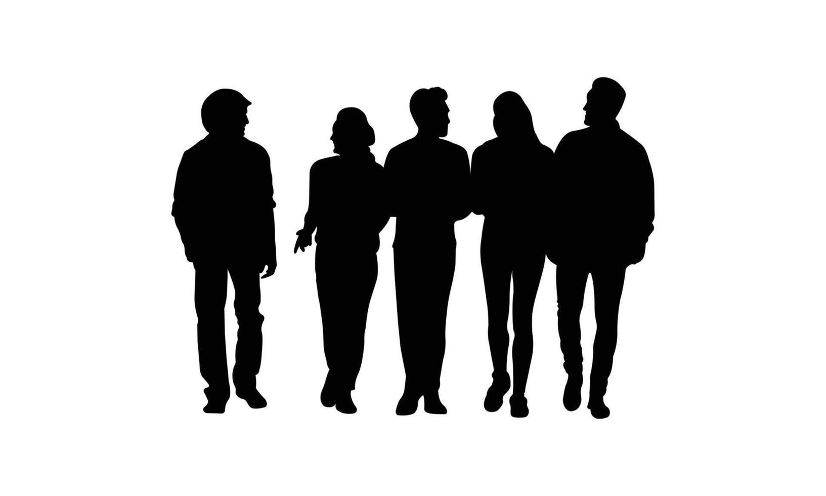Set of Silhouette People Representing Diversity and Action. vector