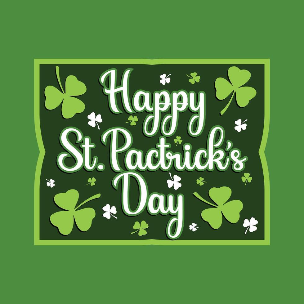 Happy St. Patrick's Day Typography Design with Shamrock Decorations vector
