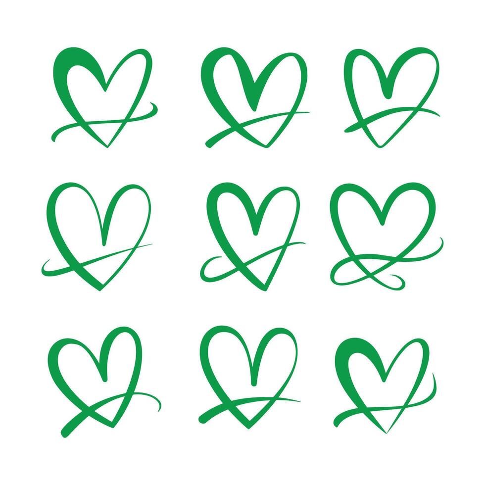 Green Heart Line Art Bundle for St. Patrick's Day Designs vector