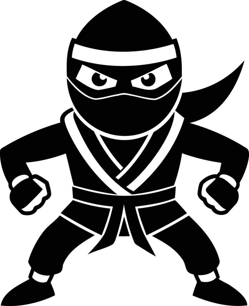 Action-Packed Ninja Warrior Cartoon Silhouettes A Symbol of Stealth and Strength vector