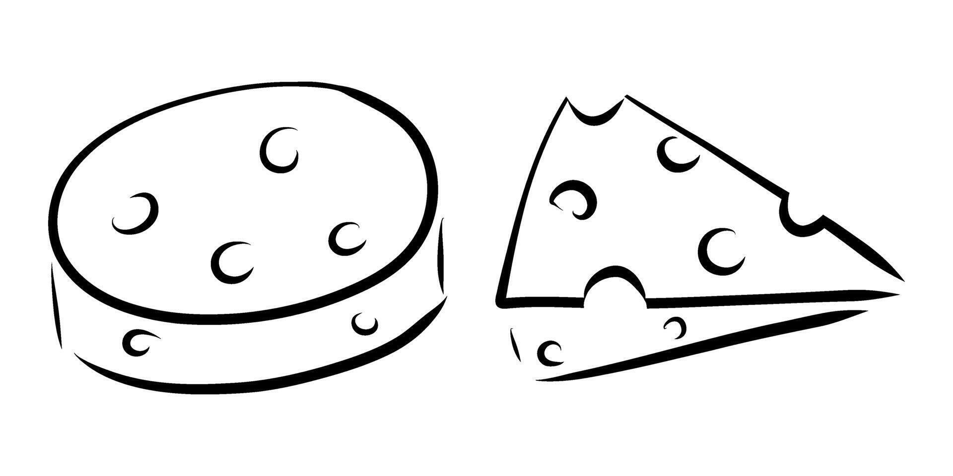 Doodle cheese, hand drawn cheese, whimsical cheese, piece of cheese, holes in cheese vector