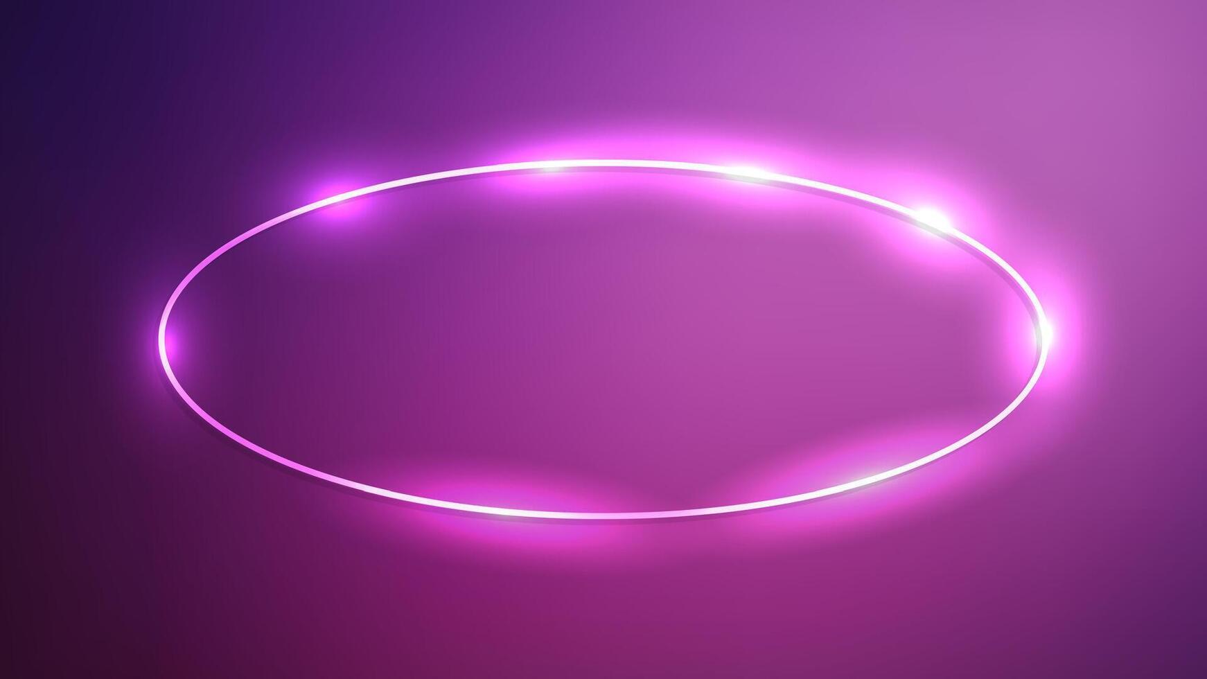 Neon oval frame with effects vector