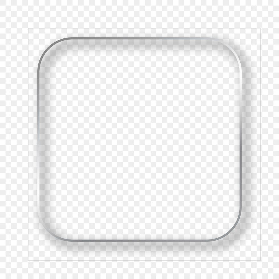 Silver glowing rounded square with shadow vector