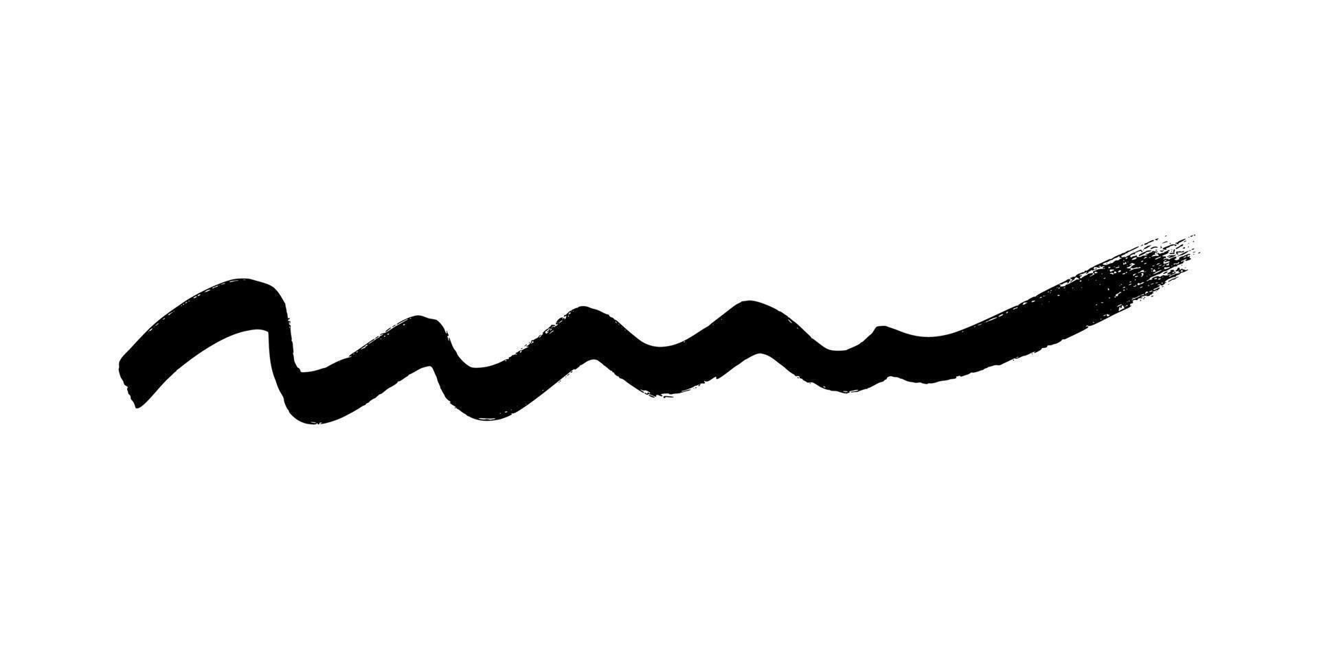 Black wavy brush strokes vector