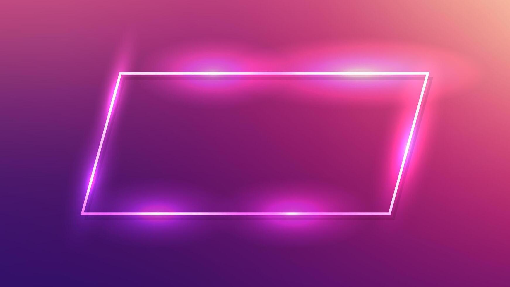 Neon frame with shining effects on purple vector