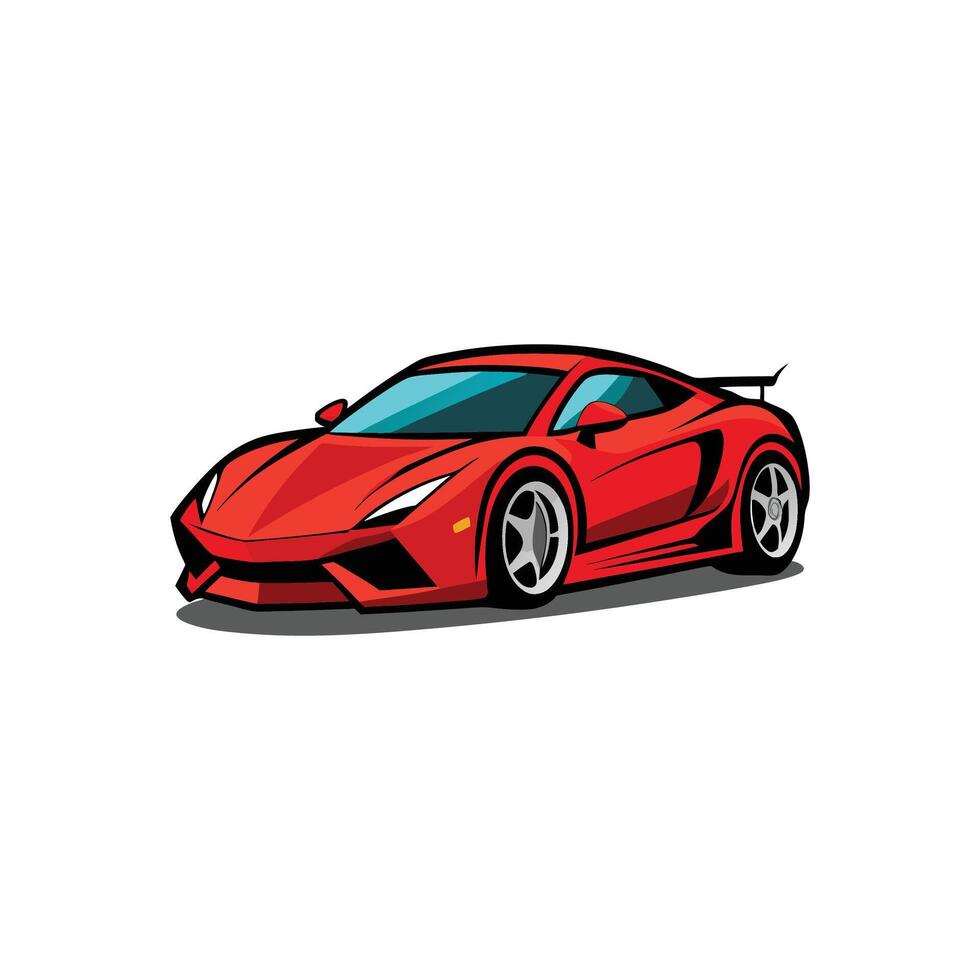 Luxurious Red Sports Car Illustration Design on White Background vector