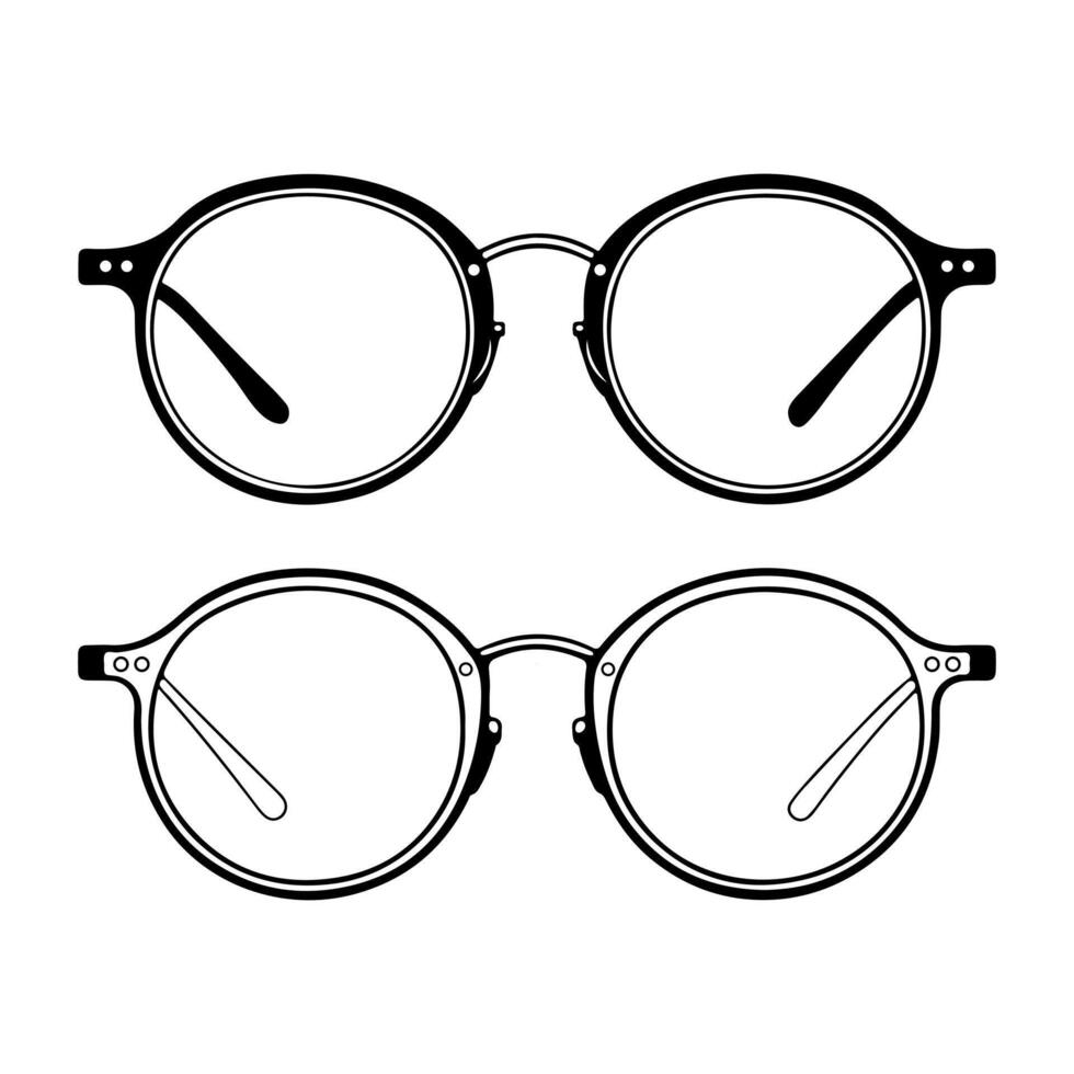 Classic round eyeglasses with thin frames. vector
