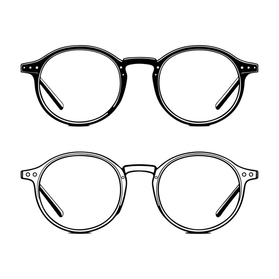Classic round eyeglasses sketch vector