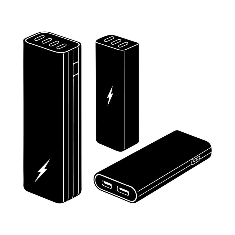 Portable power banks icons. vector