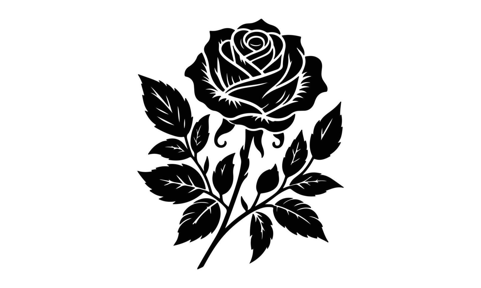 Roses tattoo. Black roses , Black silhouette rose, Silhouette rose. vector