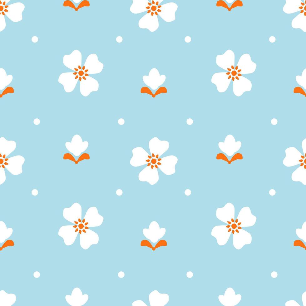 Seamless, spring pattern on a blue background vector