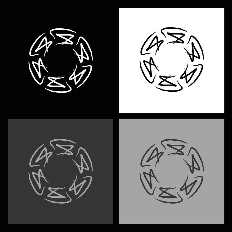 Geometric Black and White Radial Icon. Minimalist Aesthetic for Professional Logo Development and Web Graphics vector