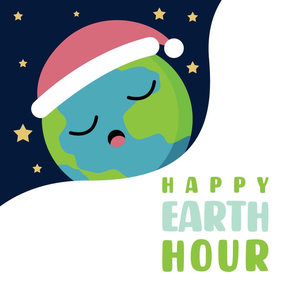 Happy earth hour banner background illustration vector