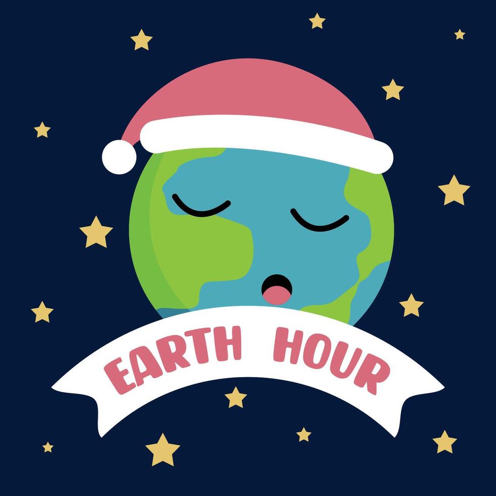 Happy earth hour background illustration template vector