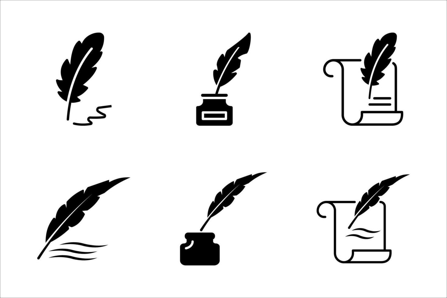 Quill writing icon set vector