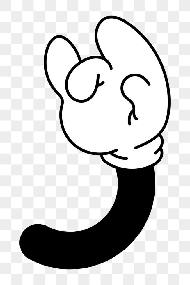 Cute retro cartoon character hand. Groovy comic hand illustration. vector