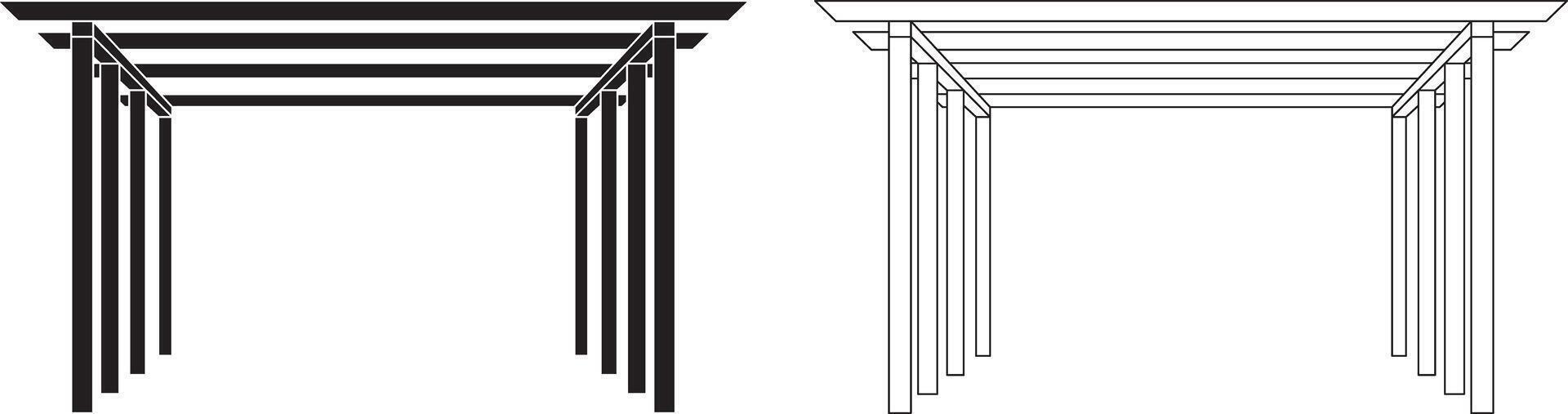 outline silhouette Pergola icon set vector