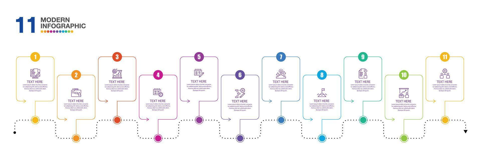 Infographic process and 11 steps. vector