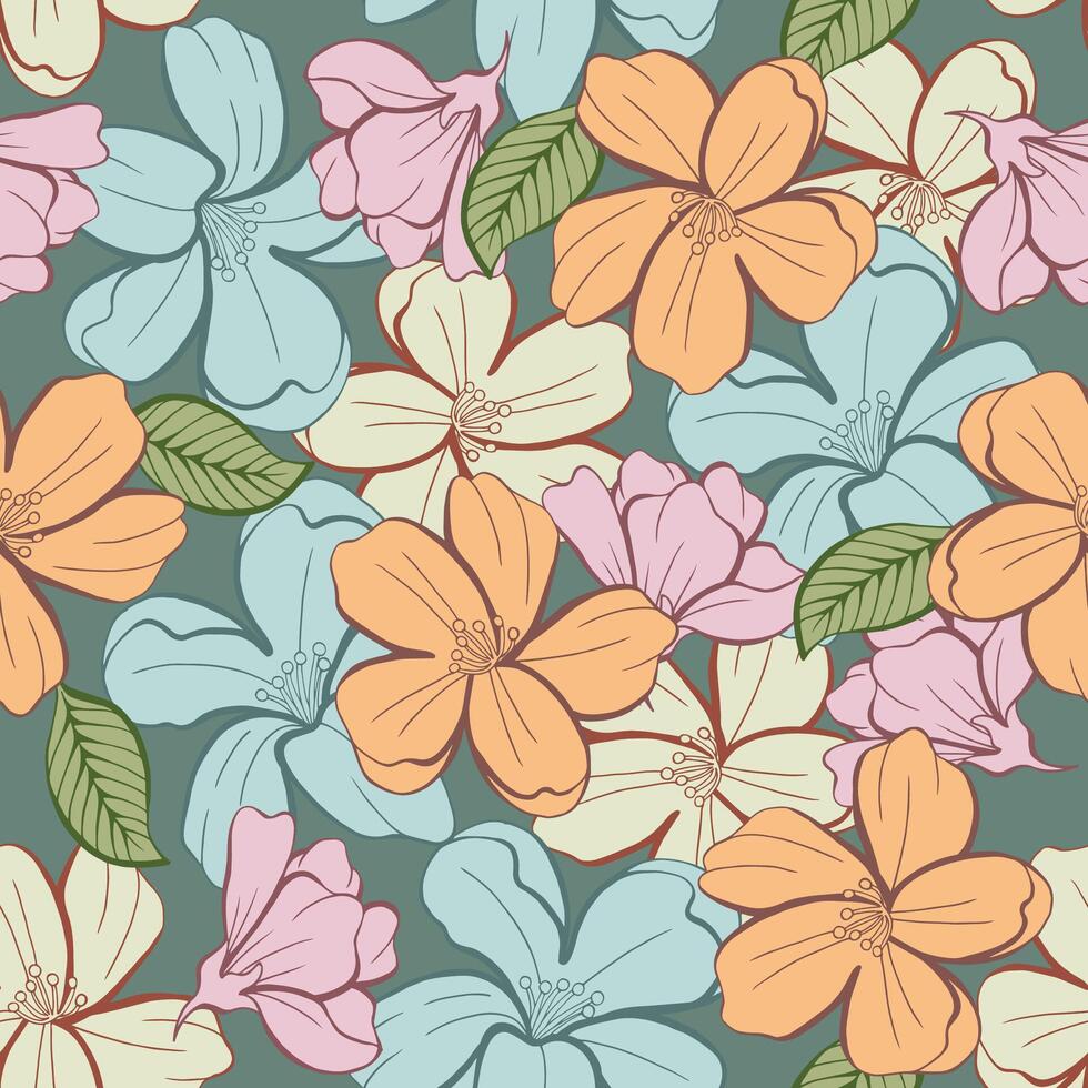 Jasmine flower seamless pattern, cute color vector