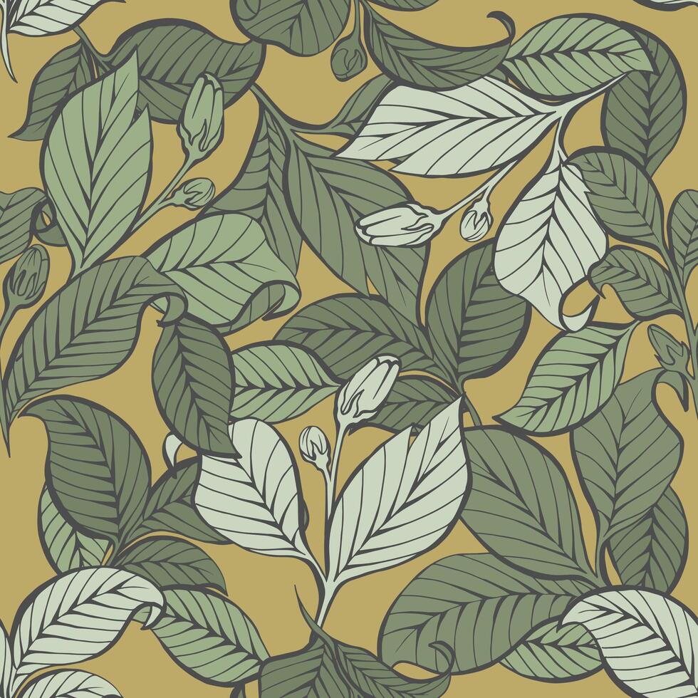 Leaf seamless pattern, retro color vector