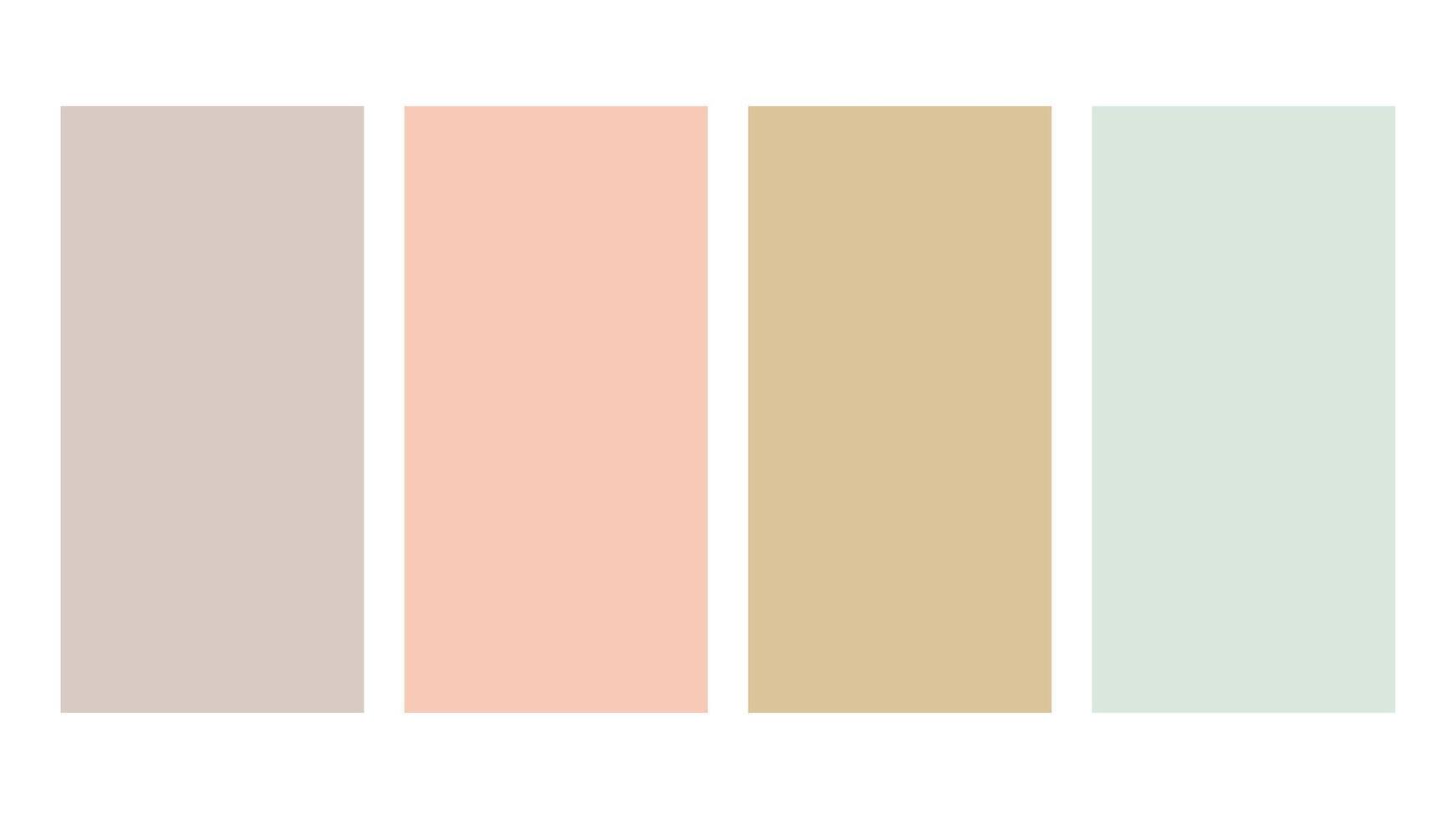Dusty Rose, Scallop Seashell, Beige, Seafoam Green color palette. Set of bright color palette combination in rgb hex. Color palette for ui ux design. Abstract illustration for your graphic design vector