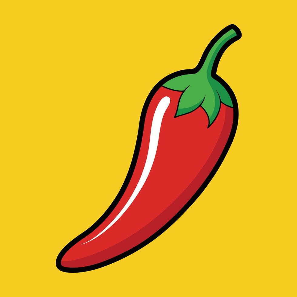 Vibrant Red Chili Pepper on a Bold Yellow Background Representing Freshness and Flavor in Culinary Creations Ideal for Food Lovers Everywhere vector