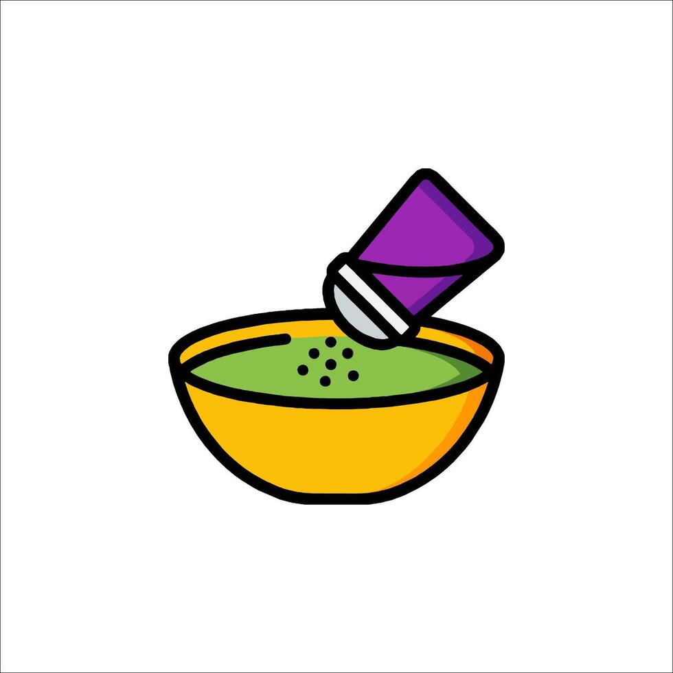 A bowl of green powder with a spoon in it vector
