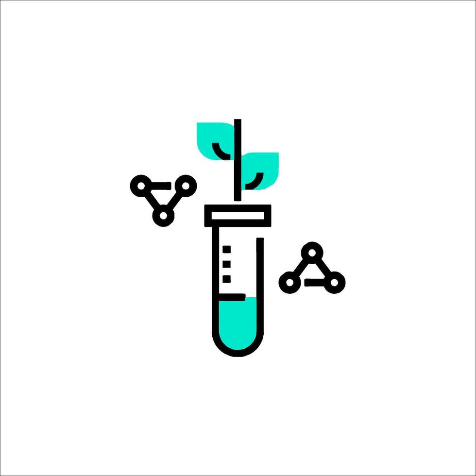 A plant growing in a test tube with a green leaf vector