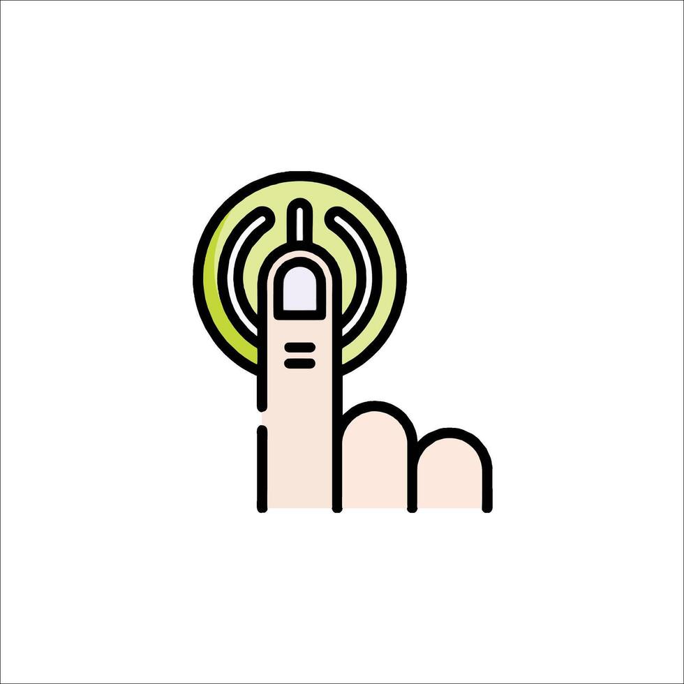 A hand pressing a button with a green light vector