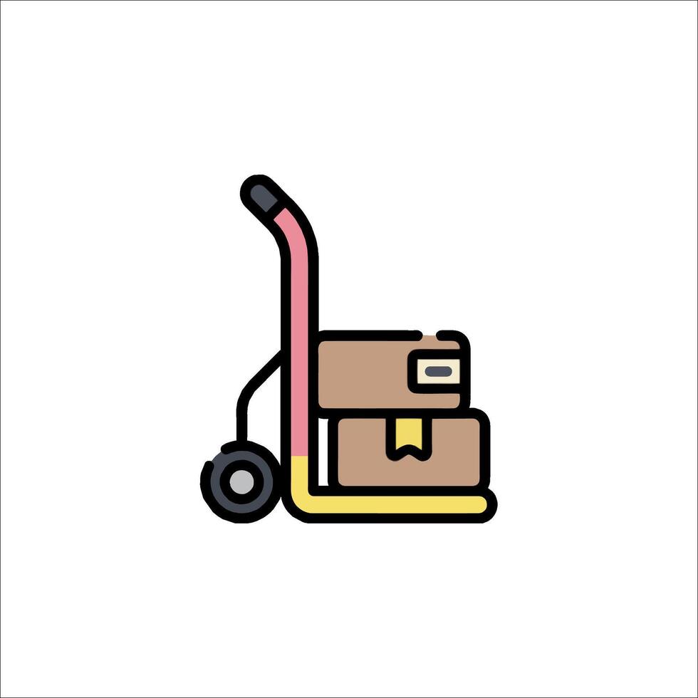 Hand truck icon with boxes and a box vector