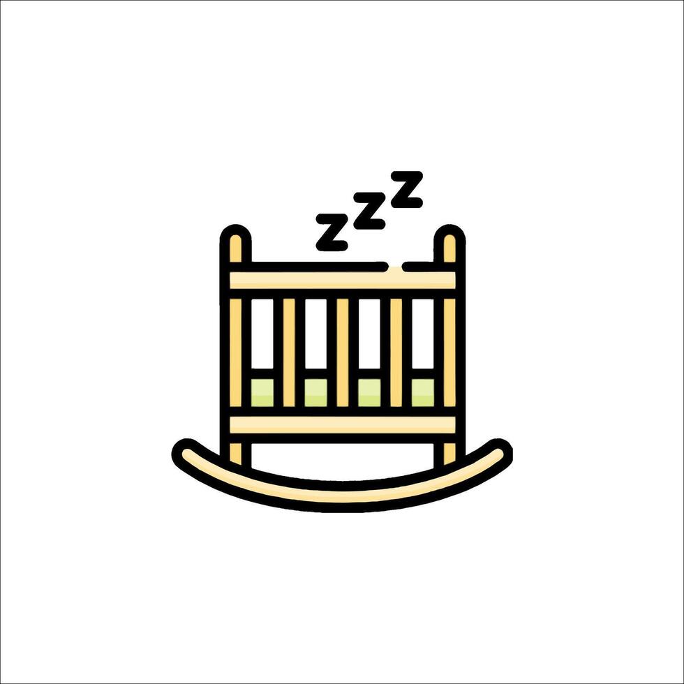 A baby's crib with a sleeping baby icon vector