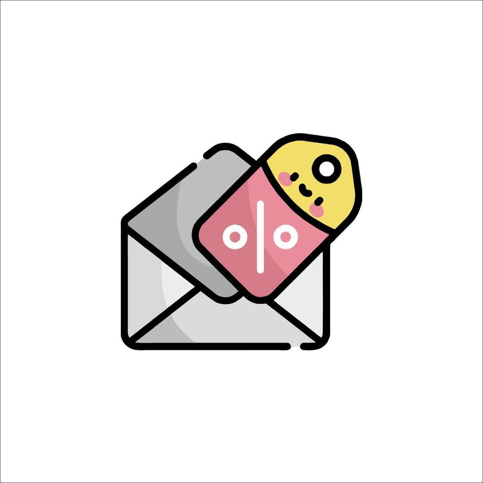 A cartoon envelope with a price tag on it vector