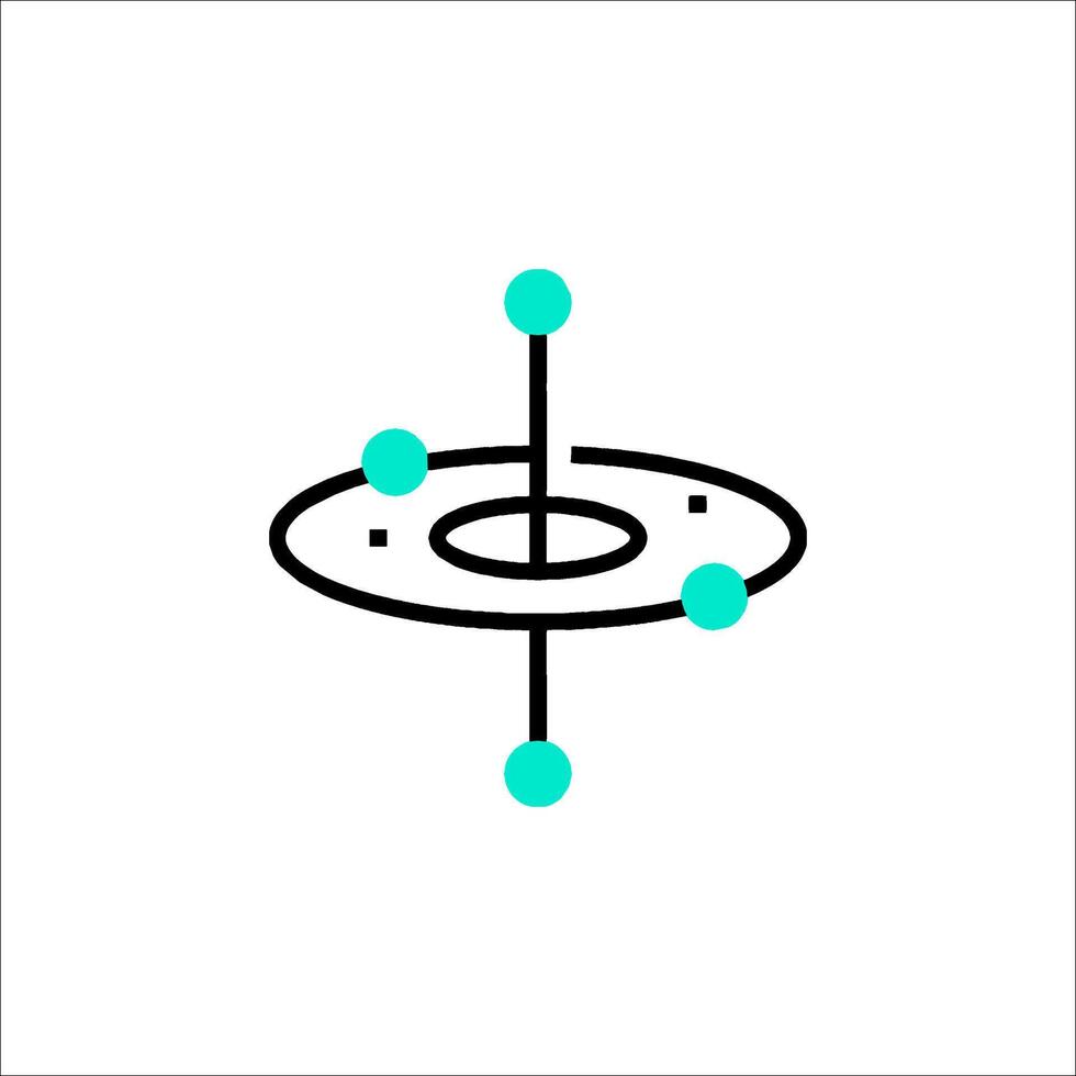 An atom with a circle around it vector