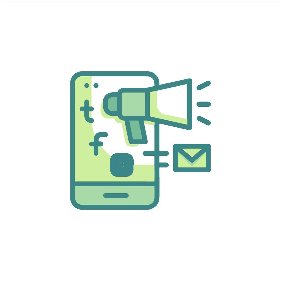 A phone with a megaphone and an envelope icon vector