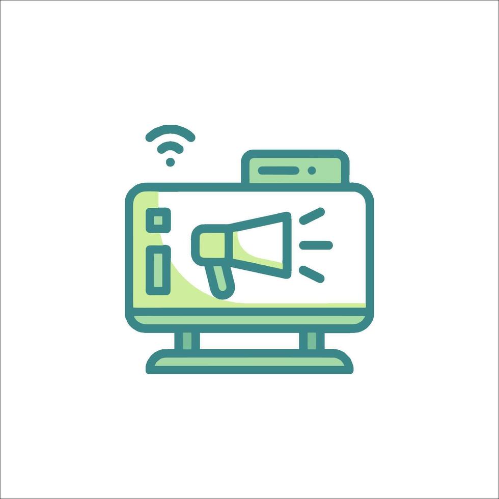 A computer with a megaphone icon vector