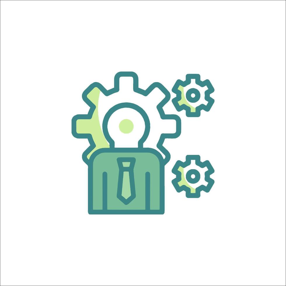 A person with a tie and gears on his head vector
